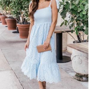 NWT PROMISE IN MY HEART BLUE LACE MIDI DRESS